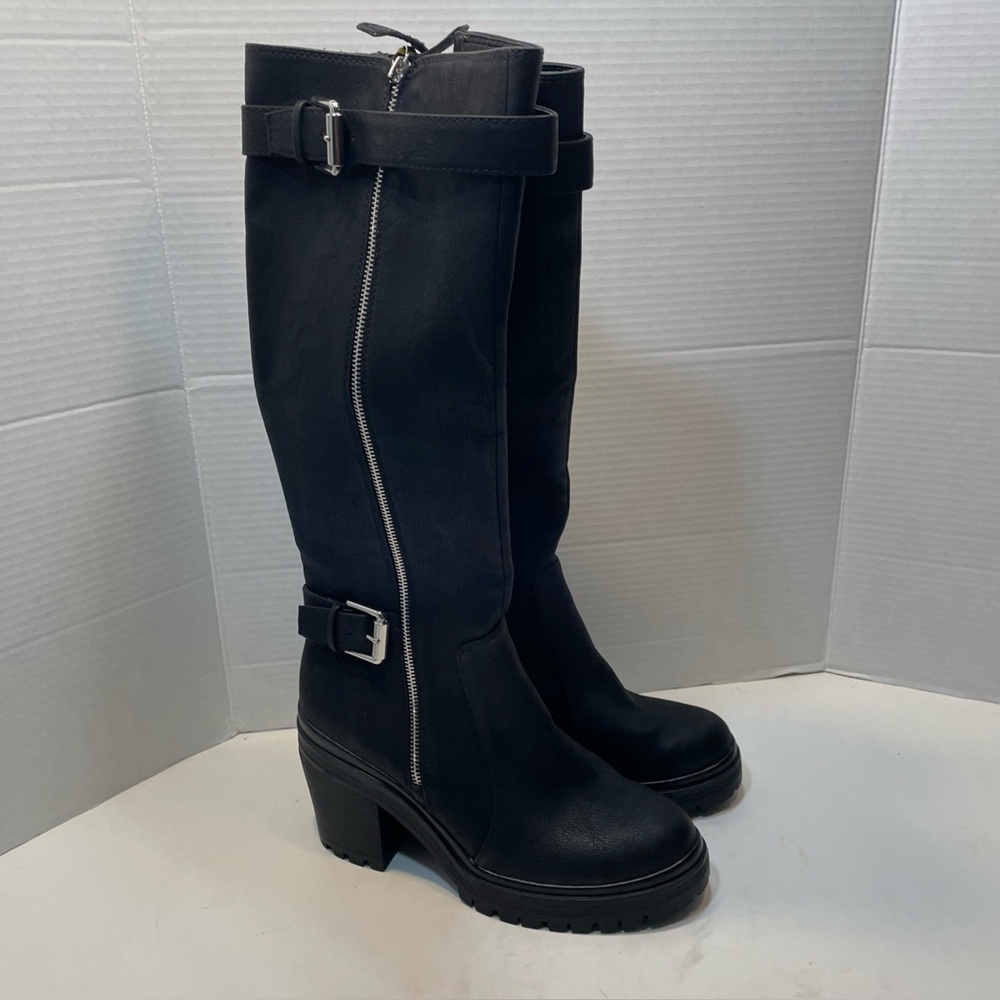Mix No.6 Black  Biker Moto Vegan Boots size 10M . No box